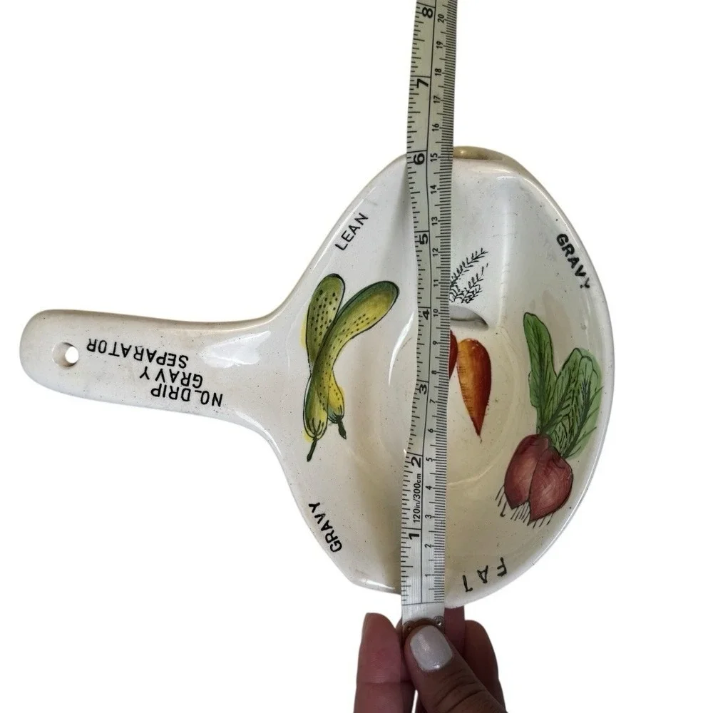 Vintage No Drip Gravy Separator‎ Ceramic Vegatables Country Core Decor E72Q